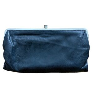 HOBO Lauren Clutch- Black Polished Leather
